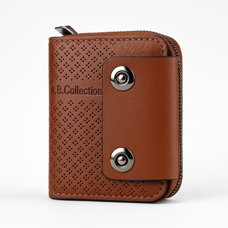 Textured Wallet – Snap Closure & Zip Pocket | Compact Design