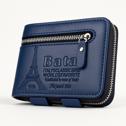 Premium Blue Men's Wallet – Stylish Zip Closure