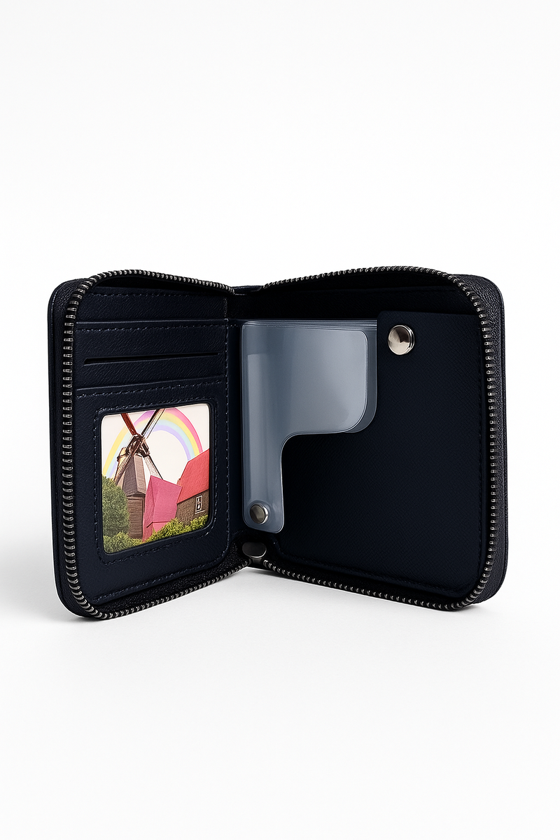 Premium Blue Men's Wallet – Stylish Zip Closure