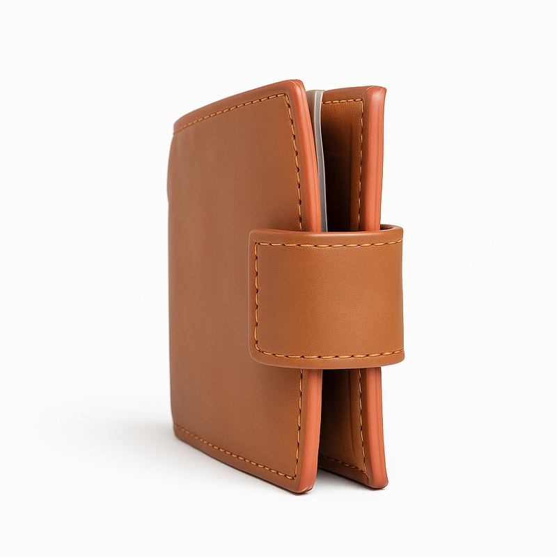BOYIS Dual-Zip Leather Wallet – Compact & Secure with Snap Closure