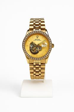 Royal Gold Skeleton Dial Watch – Diamond Bezel | Luxury Automatic Style