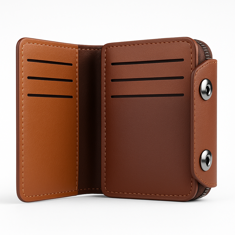 Textured Wallet – Snap Closure & Zip Pocket | Compact Design