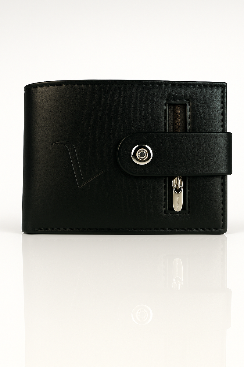 Men’s Black Faux Leather Wallet – Stylish & Secure Design