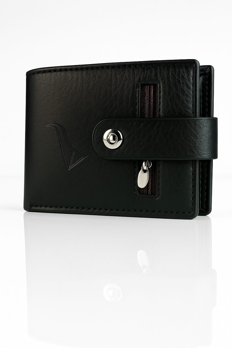 Men’s Black Faux Leather Wallet – Stylish & Secure Design