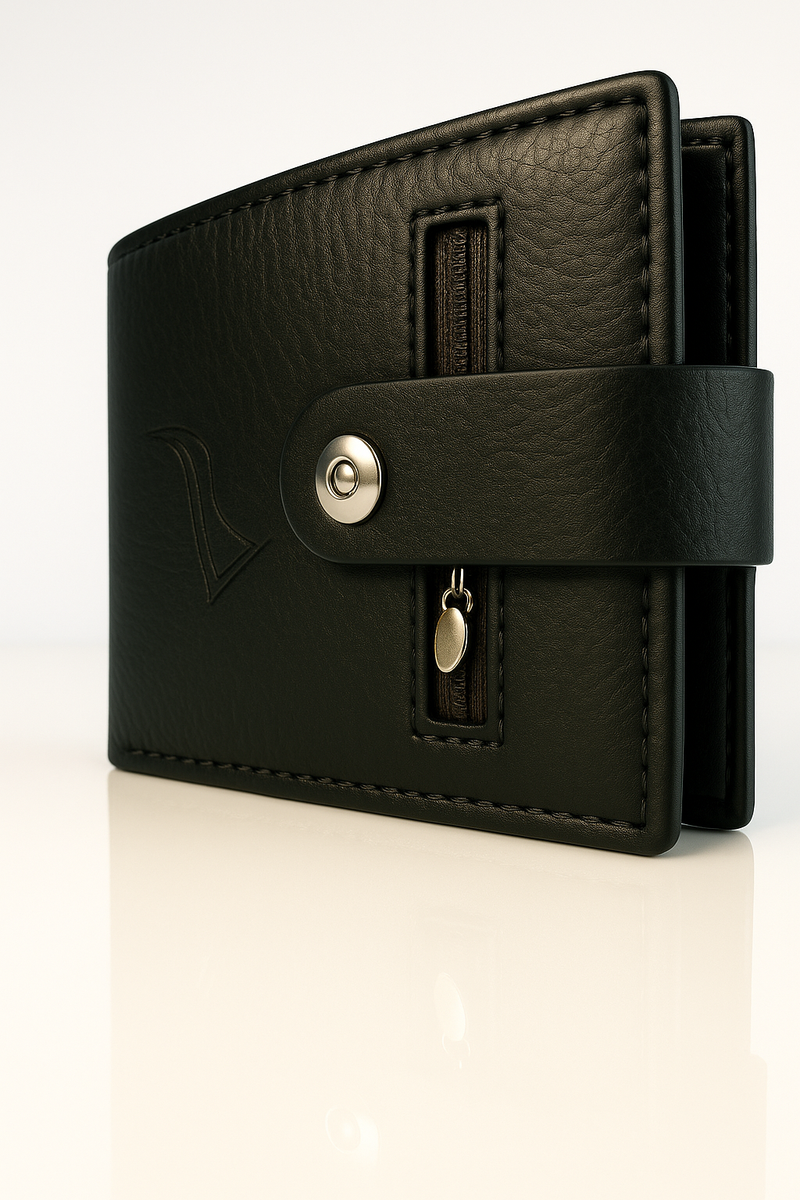Men’s Black Faux Leather Wallet – Stylish & Secure Design