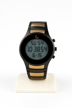 NeoVision Digital Watch – Matte Black & Gold | Futuristic Smart Style