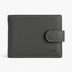 Genuine Leather Bifold Wallet – Slim & Secure with Snap Closure