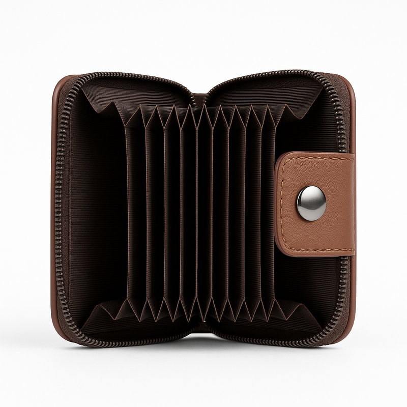 Textured Wallet – Snap Closure & Zip Pocket | Compact Design