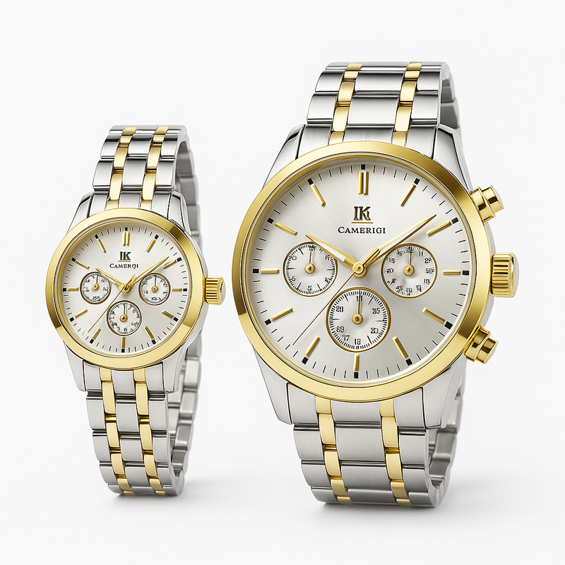 Elegant Gold-Tone Couple Watch Set – IIK Collection