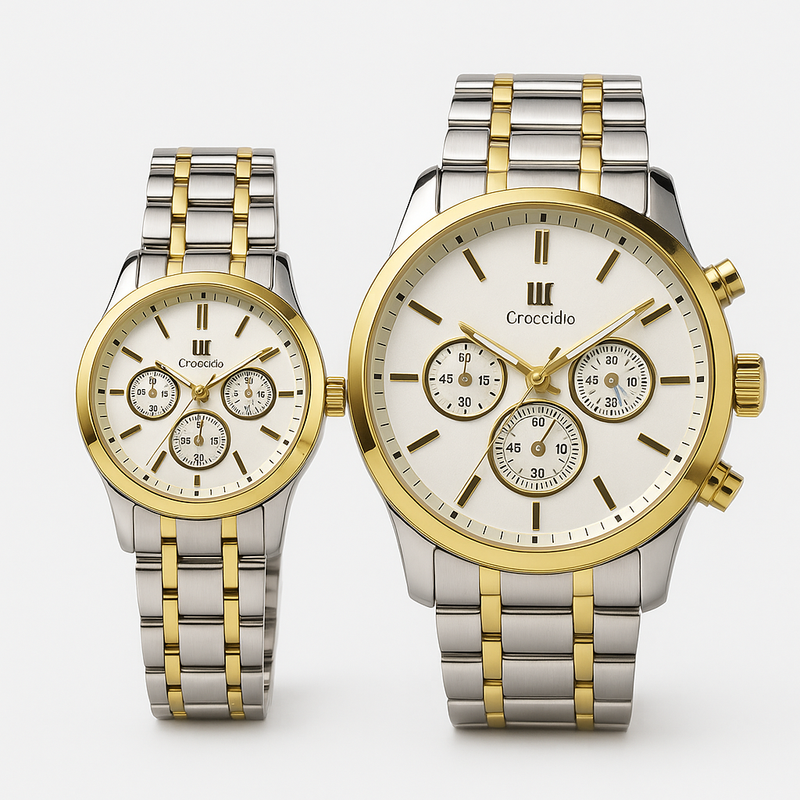 Elegant Gold-Tone Couple Watch Set – IIK Collection
