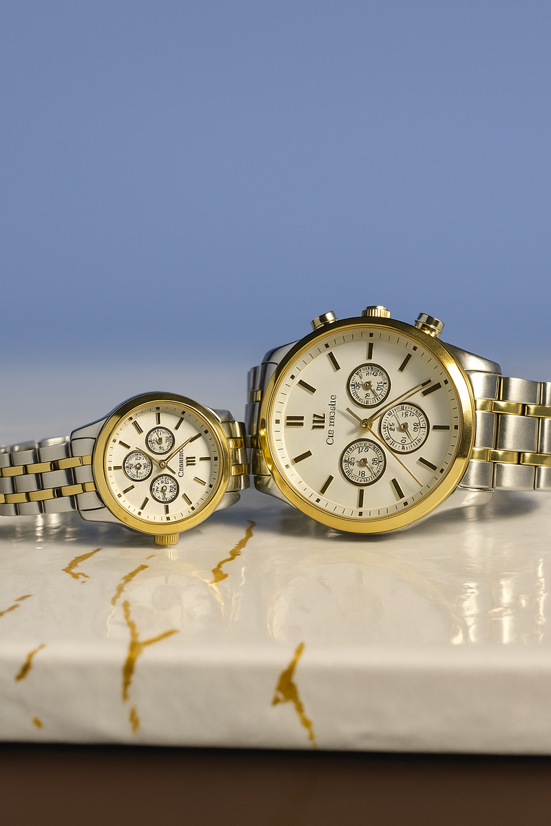 Elegant Gold-Tone Couple Watch Set – IIK Collection