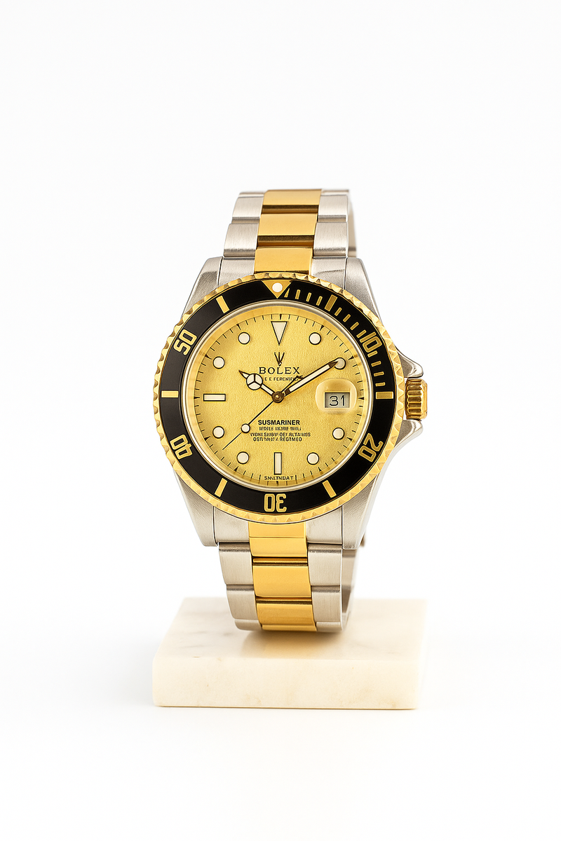 Rolex Submariner Style Watch – Two-Tone Gold & Black Luxury Diver
